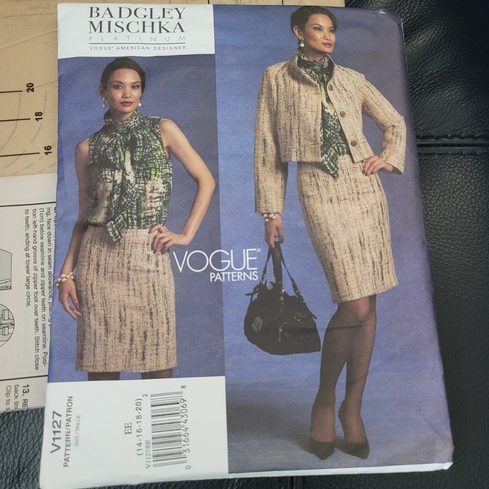 Vogue V1127 Badgley Mischka Jacket Skirt Blouse Pattern Size 14-20 Uncut